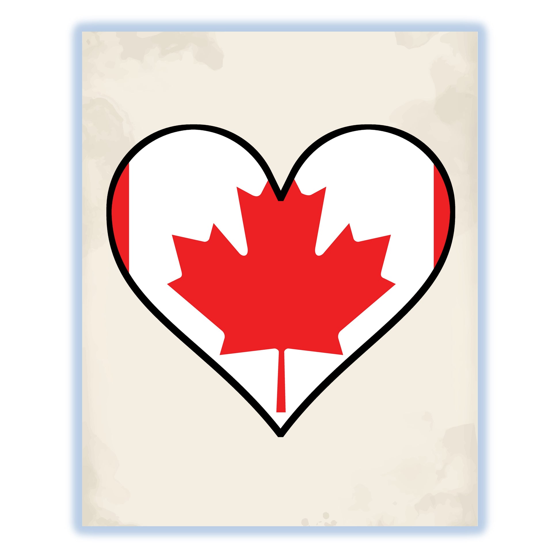 Canadian Flag Heart Flag of Canada 8"x10" Wall Art Print