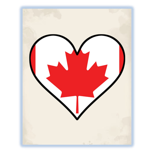 Canadian Flag Heart Flag of Canada 8"x10" Wall Art Print