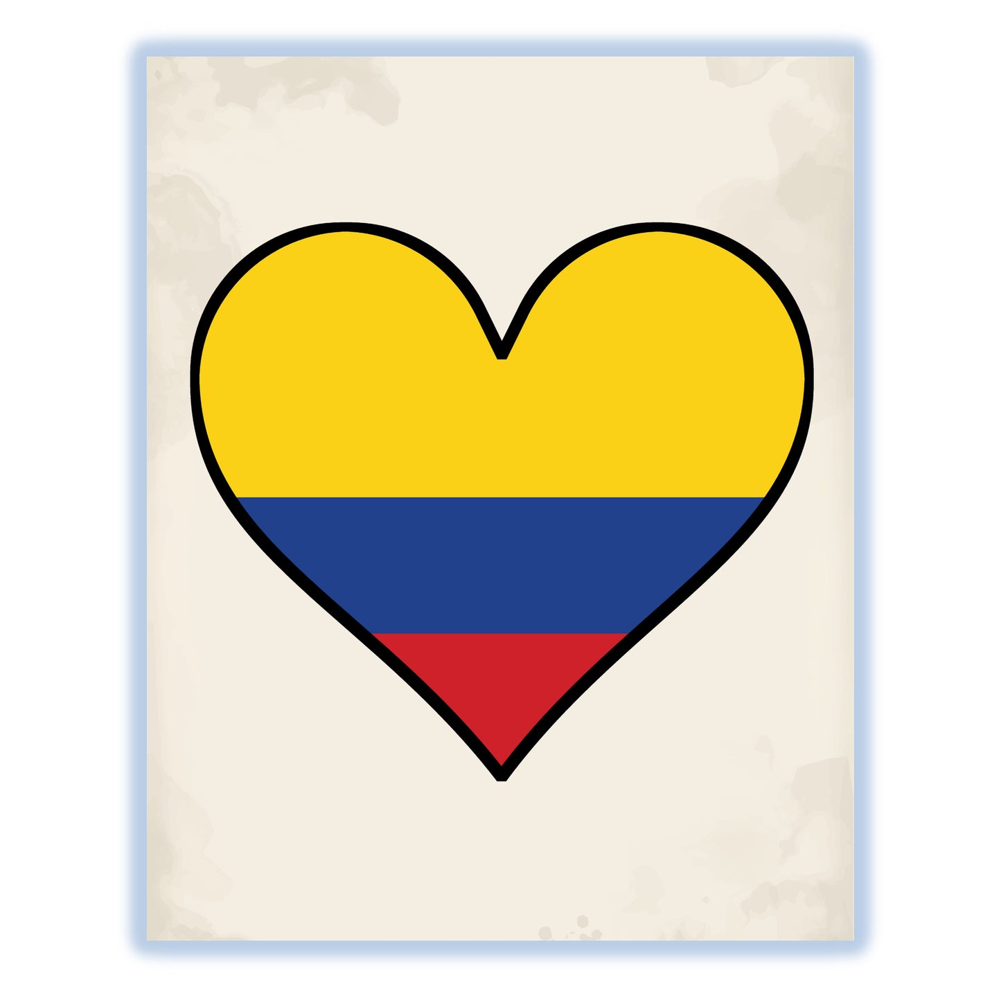 Colombian Flag Heart Flag of Colombia 8"x10" Wall Art Print