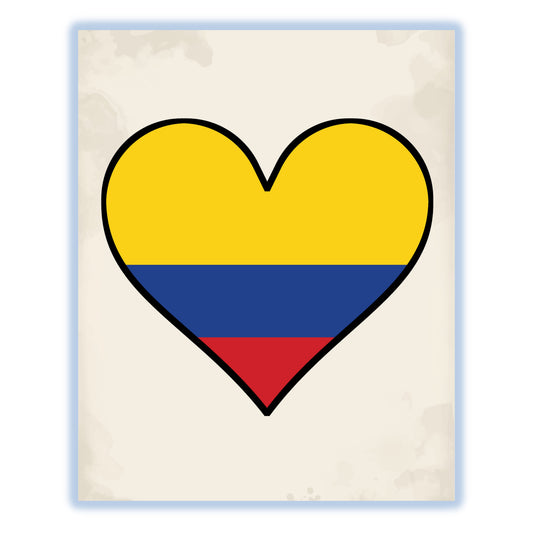 Colombian Flag Heart Flag of Colombia 8"x10" Wall Art Print