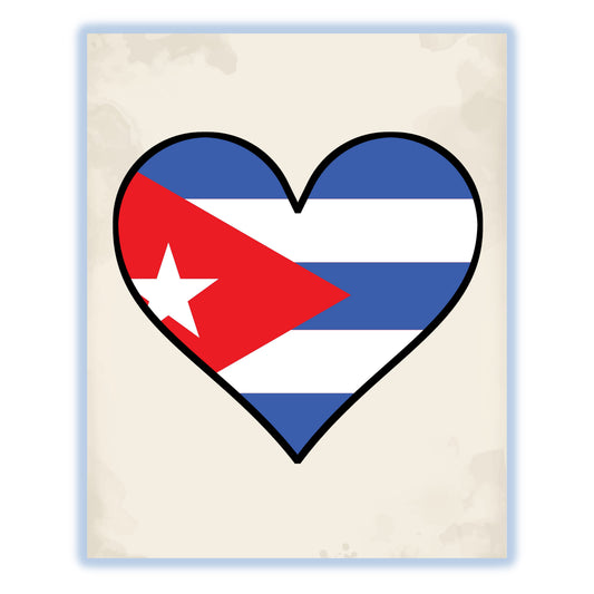 Cuban Flag Heart Flag of Cuba 8"x10" Wall Art Print