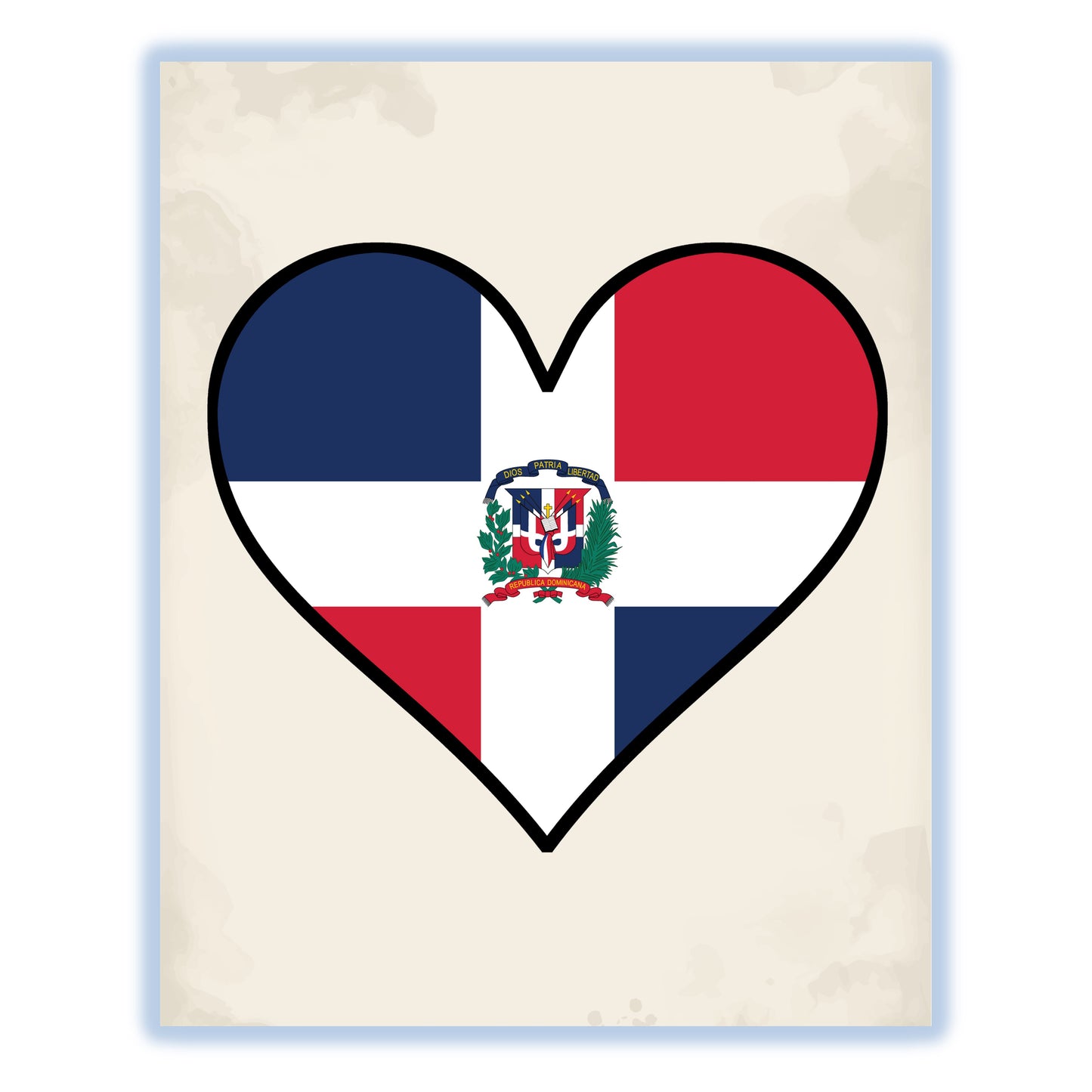 Dominican Flag Heart Flag of Dominican Republic 8"x10" Wall Art Print