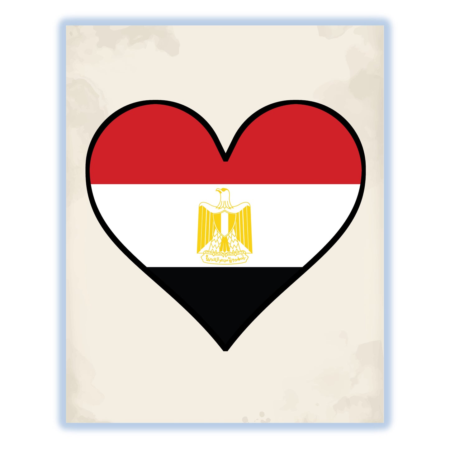 Egyptian Flag Heart Flag of Egypt 8"x10" Wall Art Print