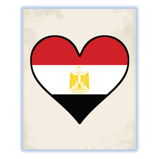 Egyptian Flag Heart Flag of Egypt 8"x10" Wall Art Print
