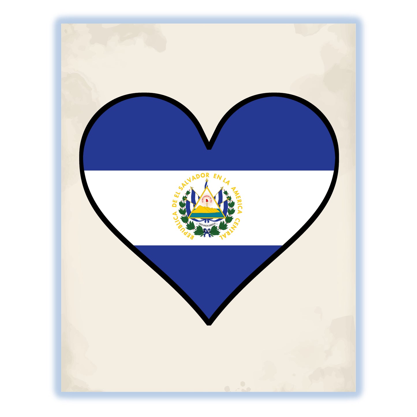 Salvadorian Flag Heart Flag of El Salvador 8"x10" Wall Art Print