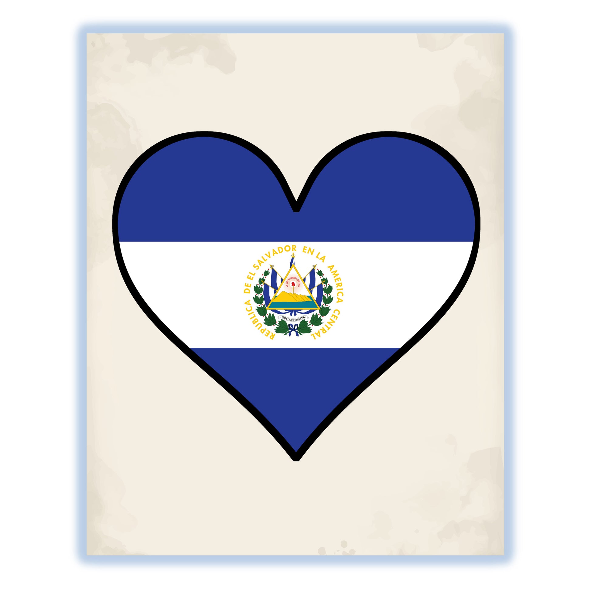 Salvadorian Flag Heart Flag of El Salvador 8"x10" Wall Art Print