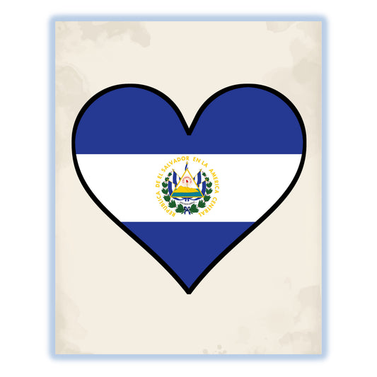 Salvadorian Flag Heart Flag of El Salvador 8"x10" Wall Art Print