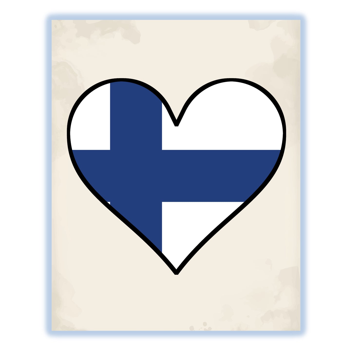 Finnish Flag Heart Flag of Finland 8"x10" Wall Art Print