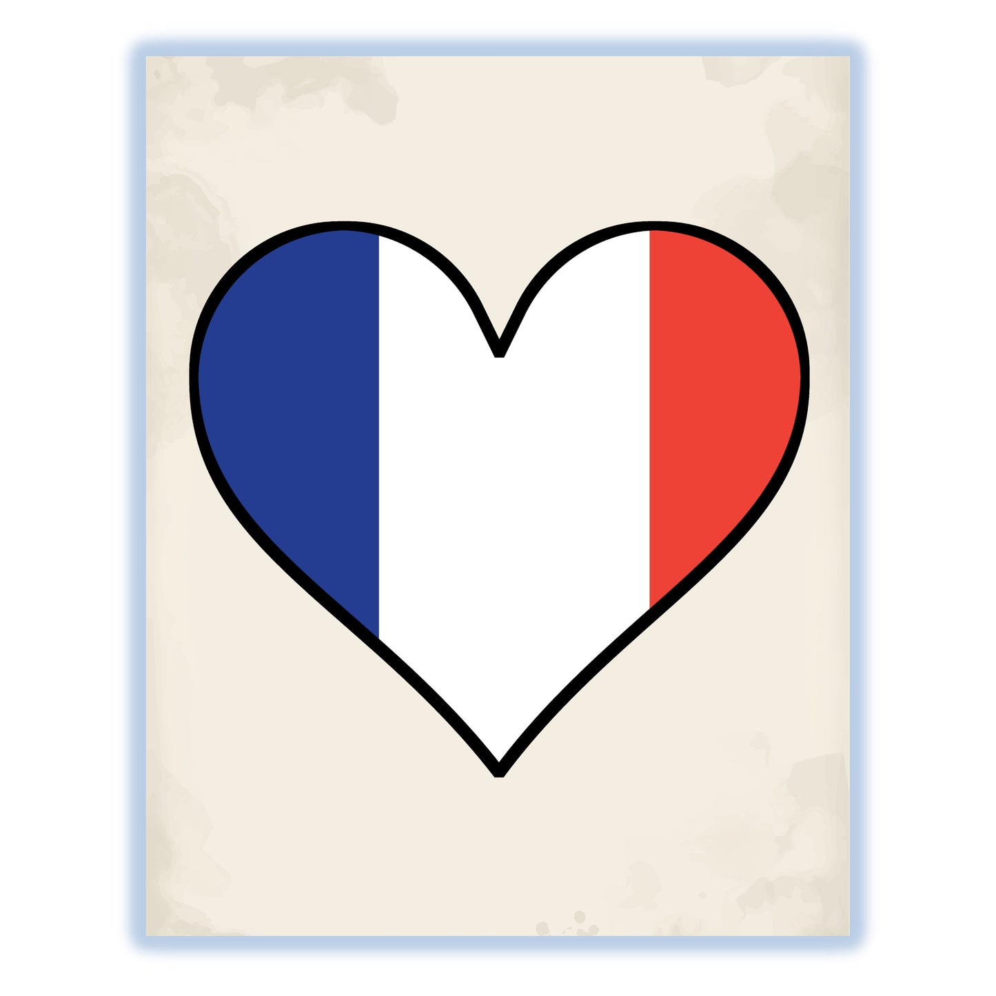 French Flag Heart Flag of France 8"x10" Wall Art Print