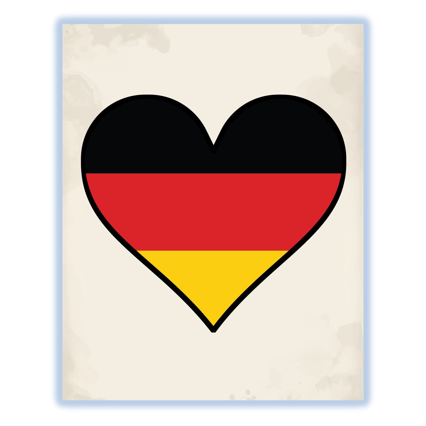 German Flag Heart Flag of Germany 8"x10" Wall Art Print