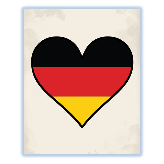 German Flag Heart Flag of Germany 8"x10" Wall Art Print
