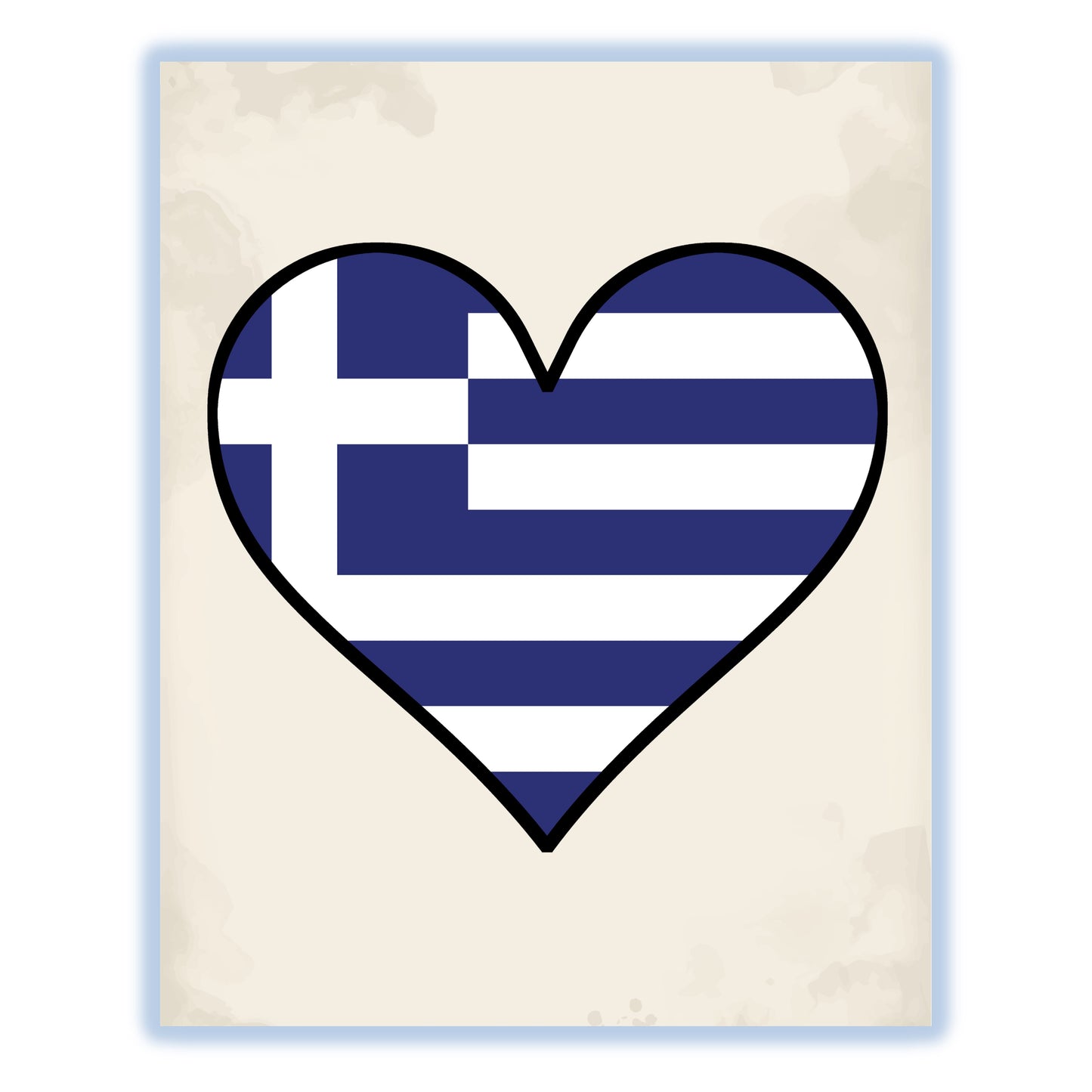 Greek Flag Heart Flag of Greece 8"x10" Wall Art Print
