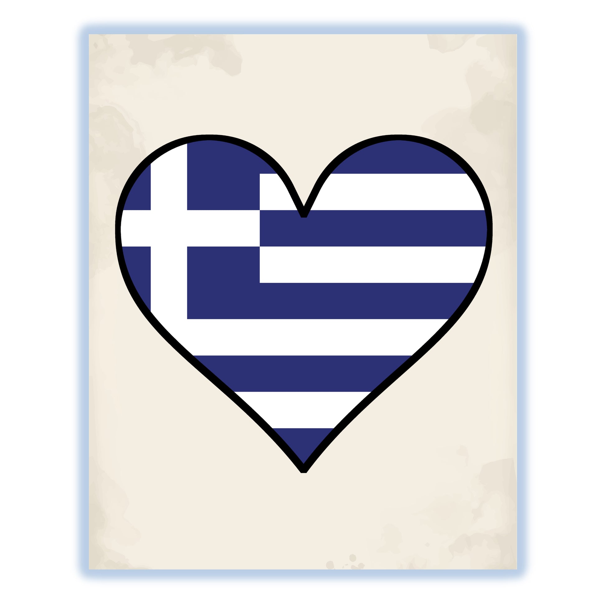 Greek Flag Heart Flag of Greece 8"x10" Wall Art Print