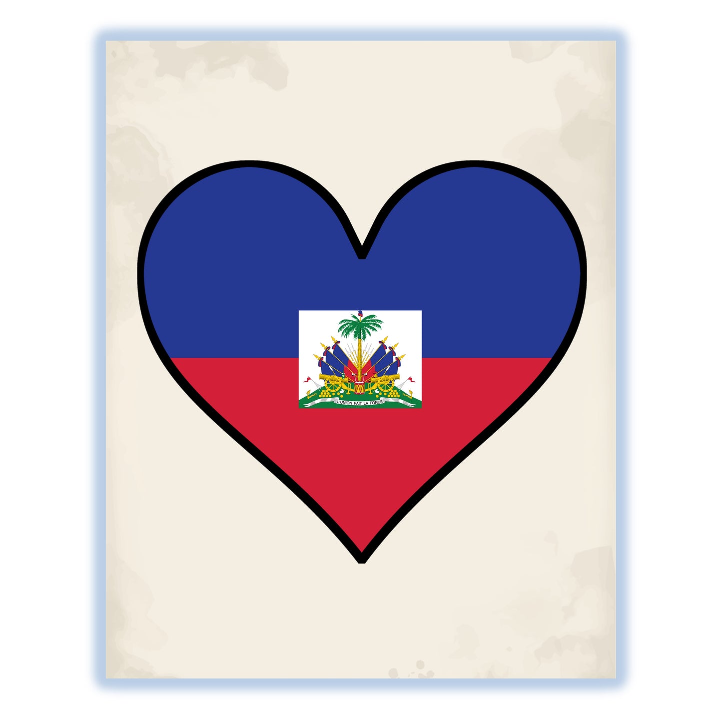 Haitian Flag Heart Flag of Haiti 8"x10" Wall Art Print