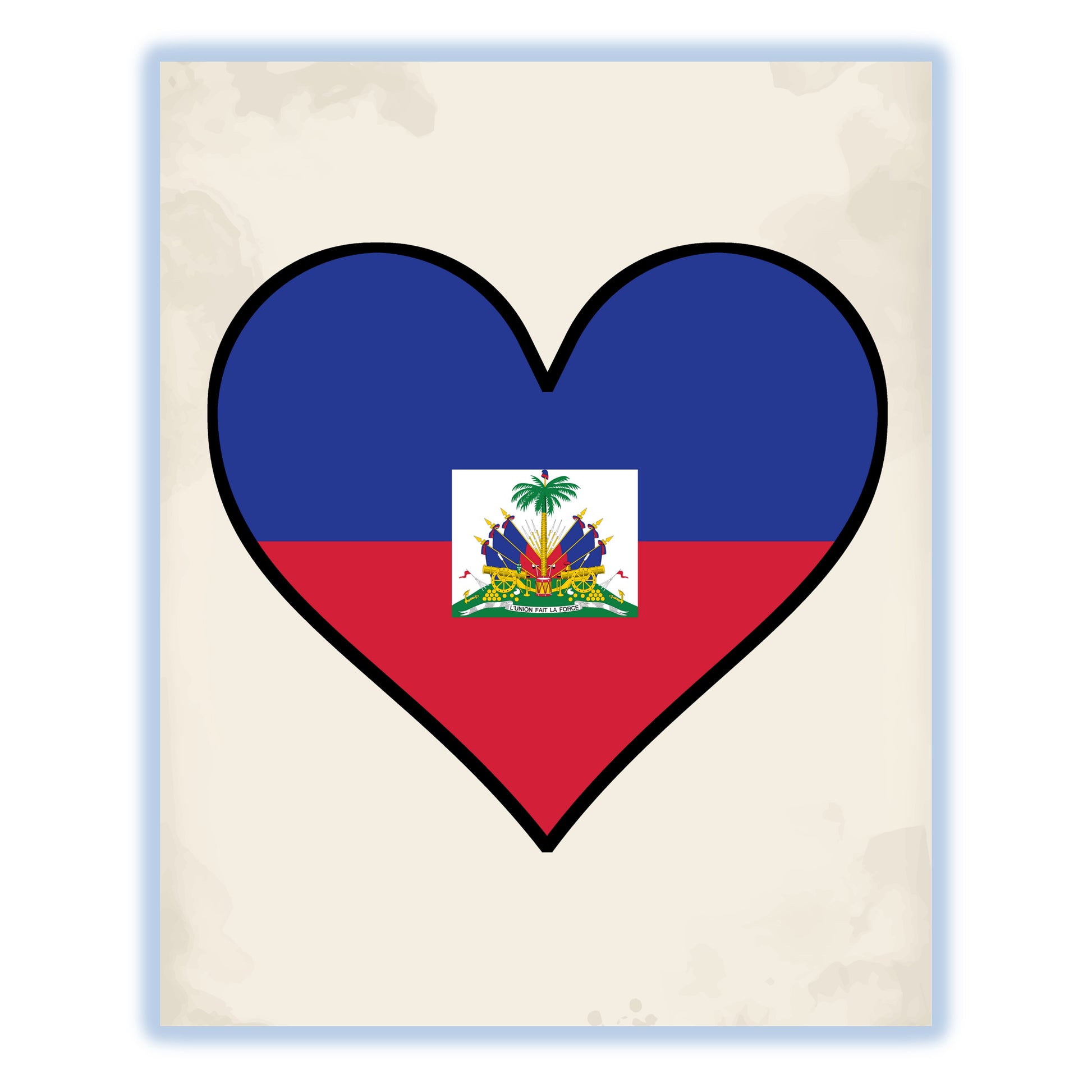 Haitian Flag Heart Flag of Haiti 8"x10" Wall Art Print