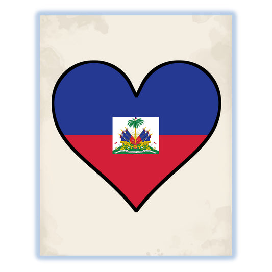 Haitian Flag Heart Flag of Haiti 8"x10" Wall Art Print