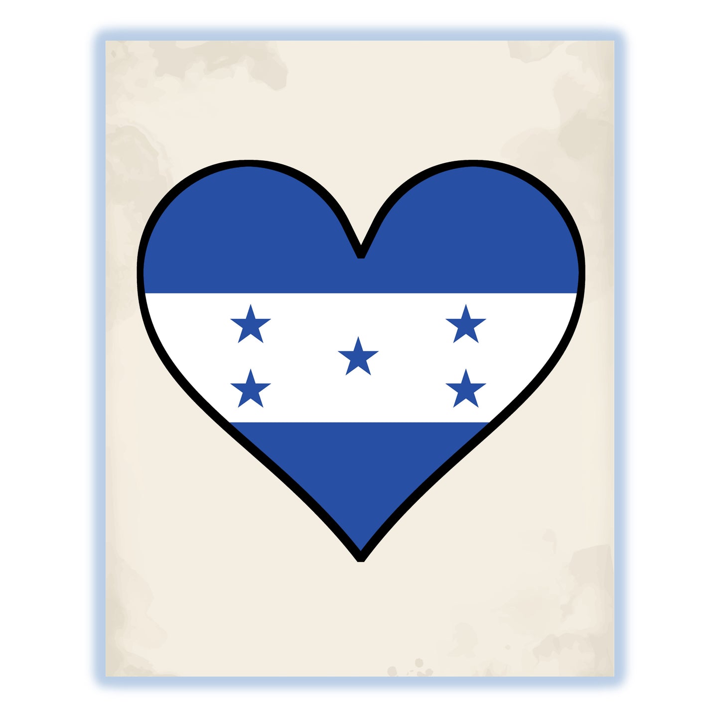 Honduran Flag Heart Flag of Honduras 8"x10" Wall Art Print