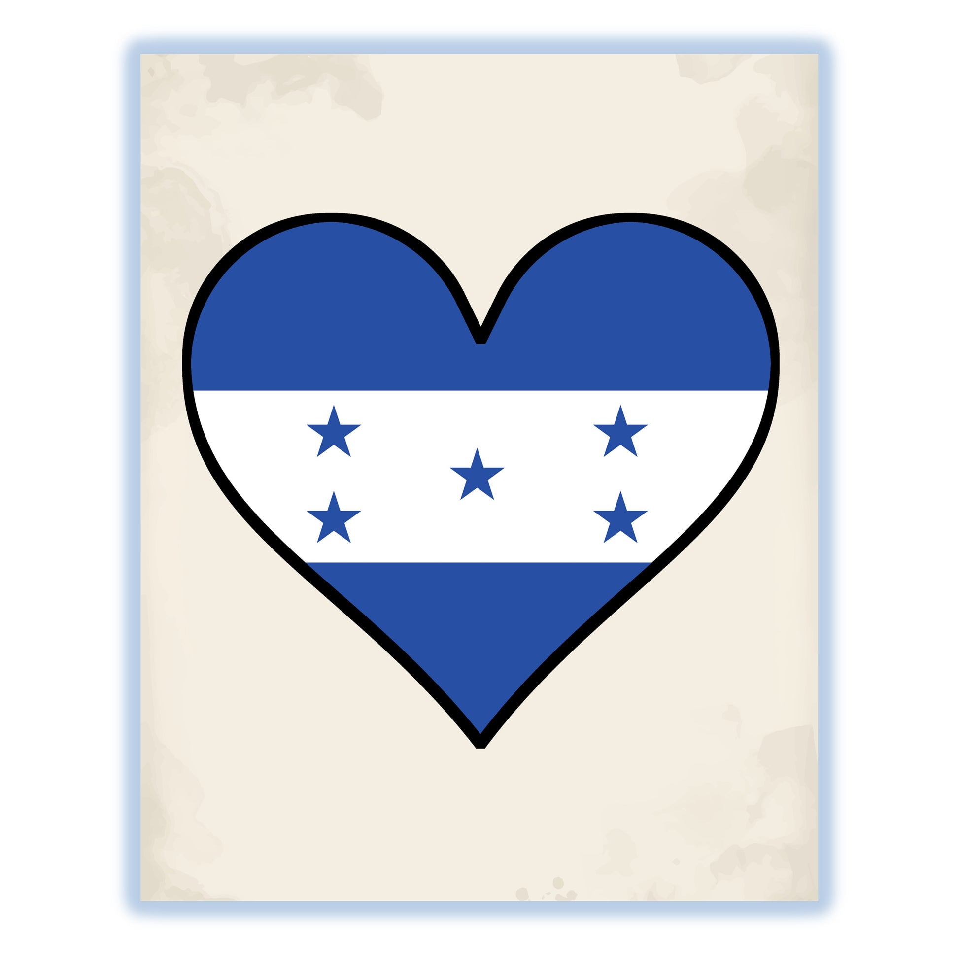 Honduran Flag Heart Flag of Honduras 8"x10" Wall Art Print