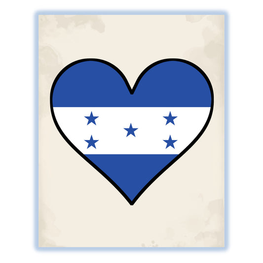 Honduran Flag Heart Flag of Honduras 8"x10" Wall Art Print