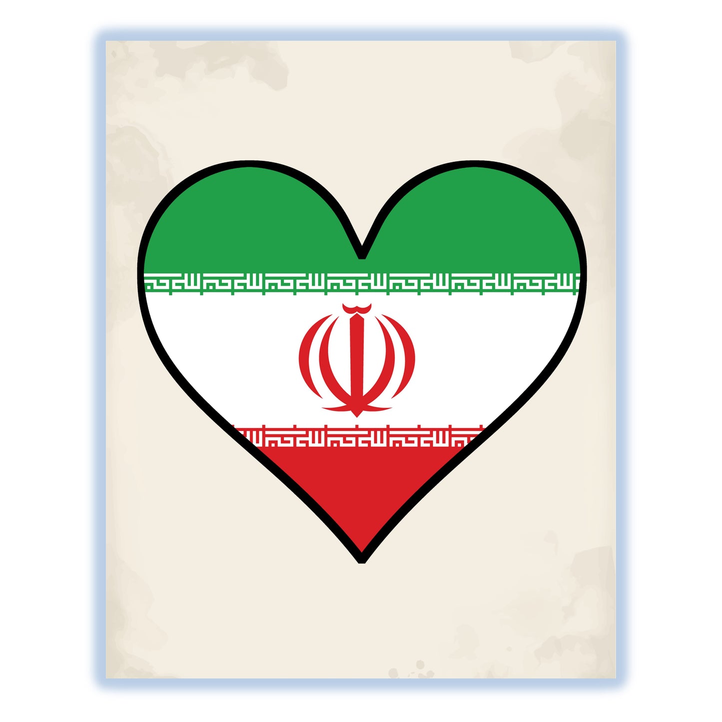 Iranian Flag Heart Flag of Iran 8"x10" Wall Art Print