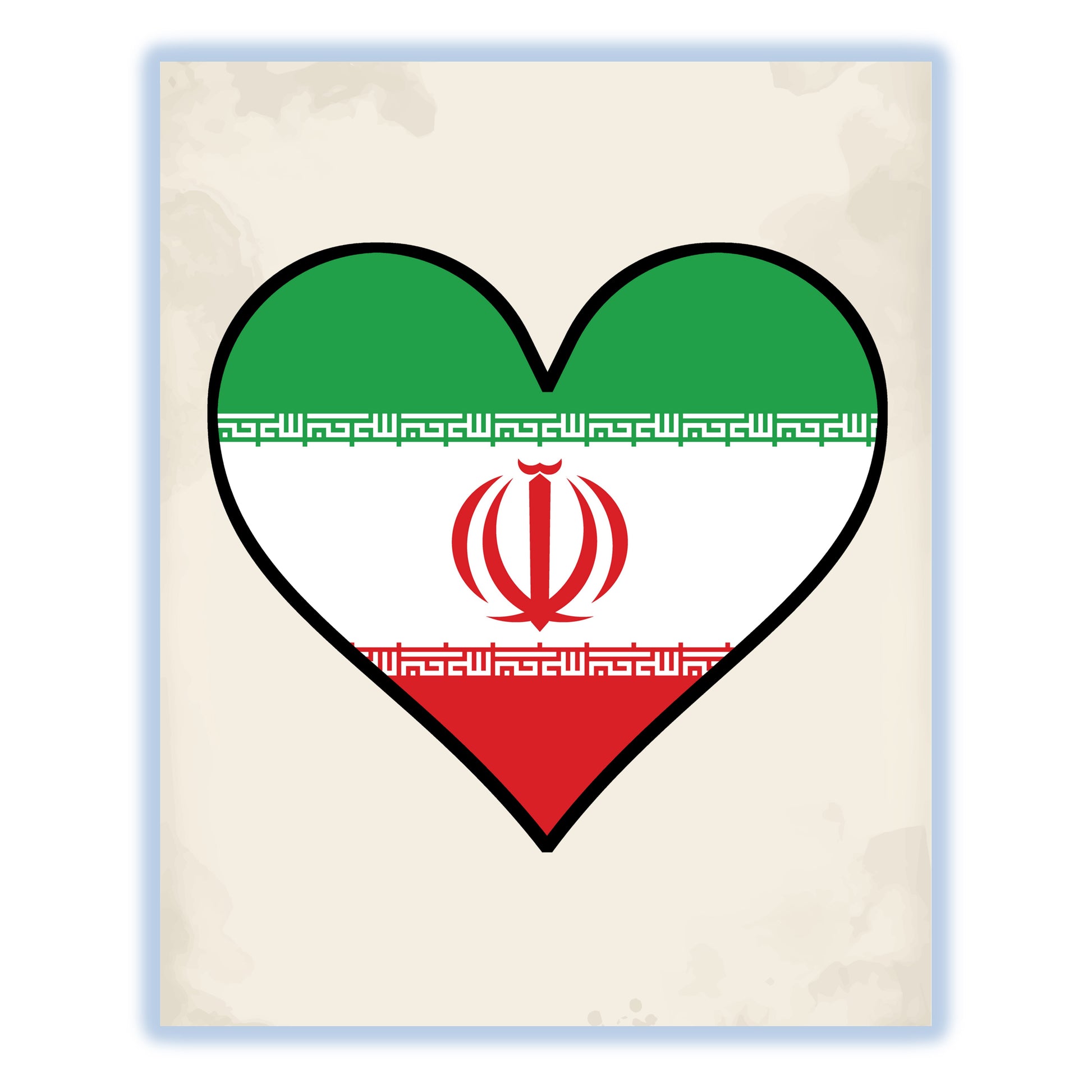 Iranian Flag Heart Flag of Iran 8"x10" Wall Art Print