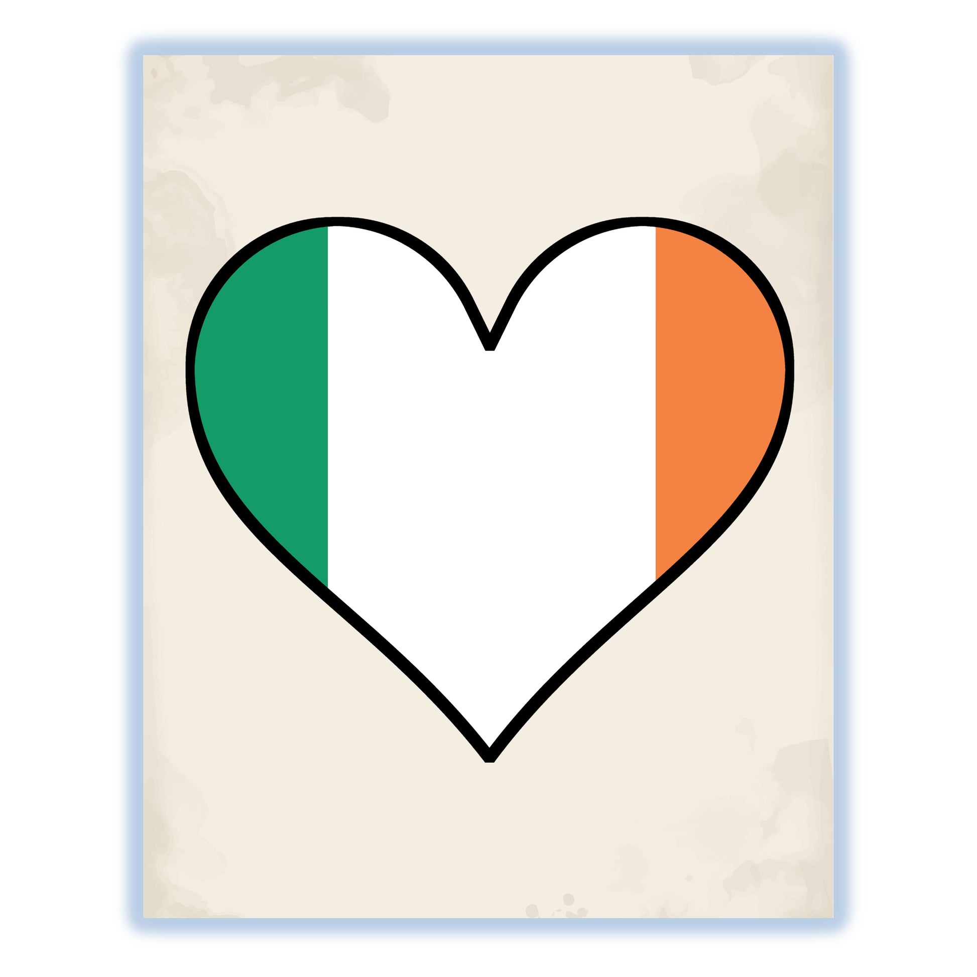 Irish Flag Heart Flag of Ireland 8"x10" Wall Art Print