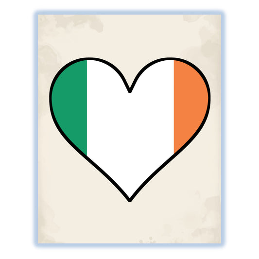Irish Flag Heart Flag of Ireland 8"x10" Wall Art Print