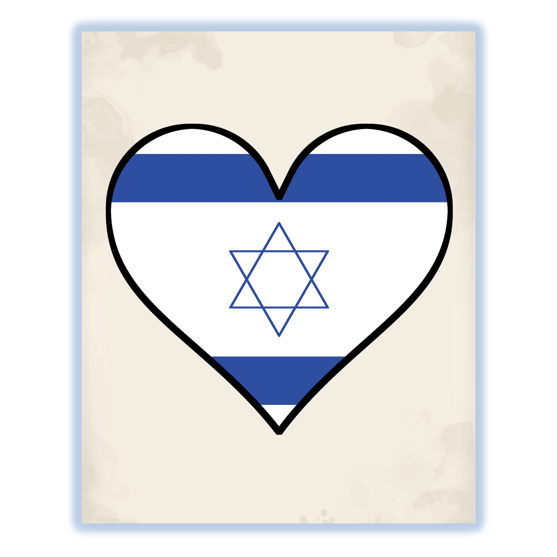 Israeli Flag Heart Flag of Israel 8"x10" Wall Art Print