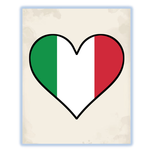 Italian Flag Heart Flag of Italy 8"x10" Wall Art Print