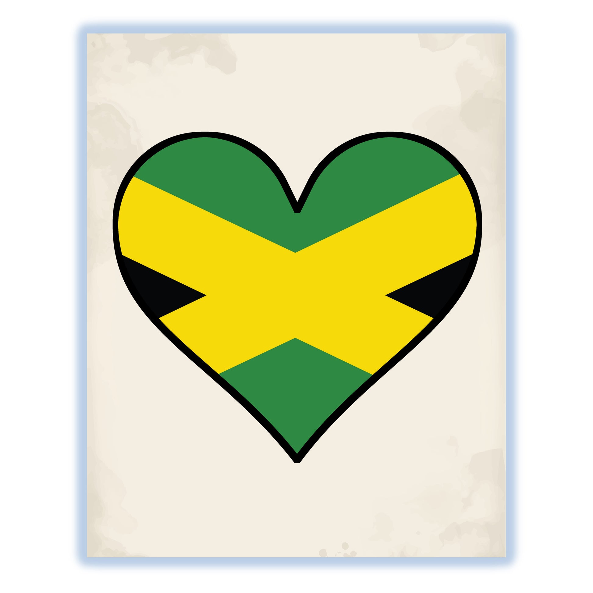 Jamaican Flag Heart Flag of Jamaica 8"x10" Wall Art Print