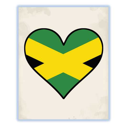Jamaican Flag Heart Flag of Jamaica 8"x10" Wall Art Print