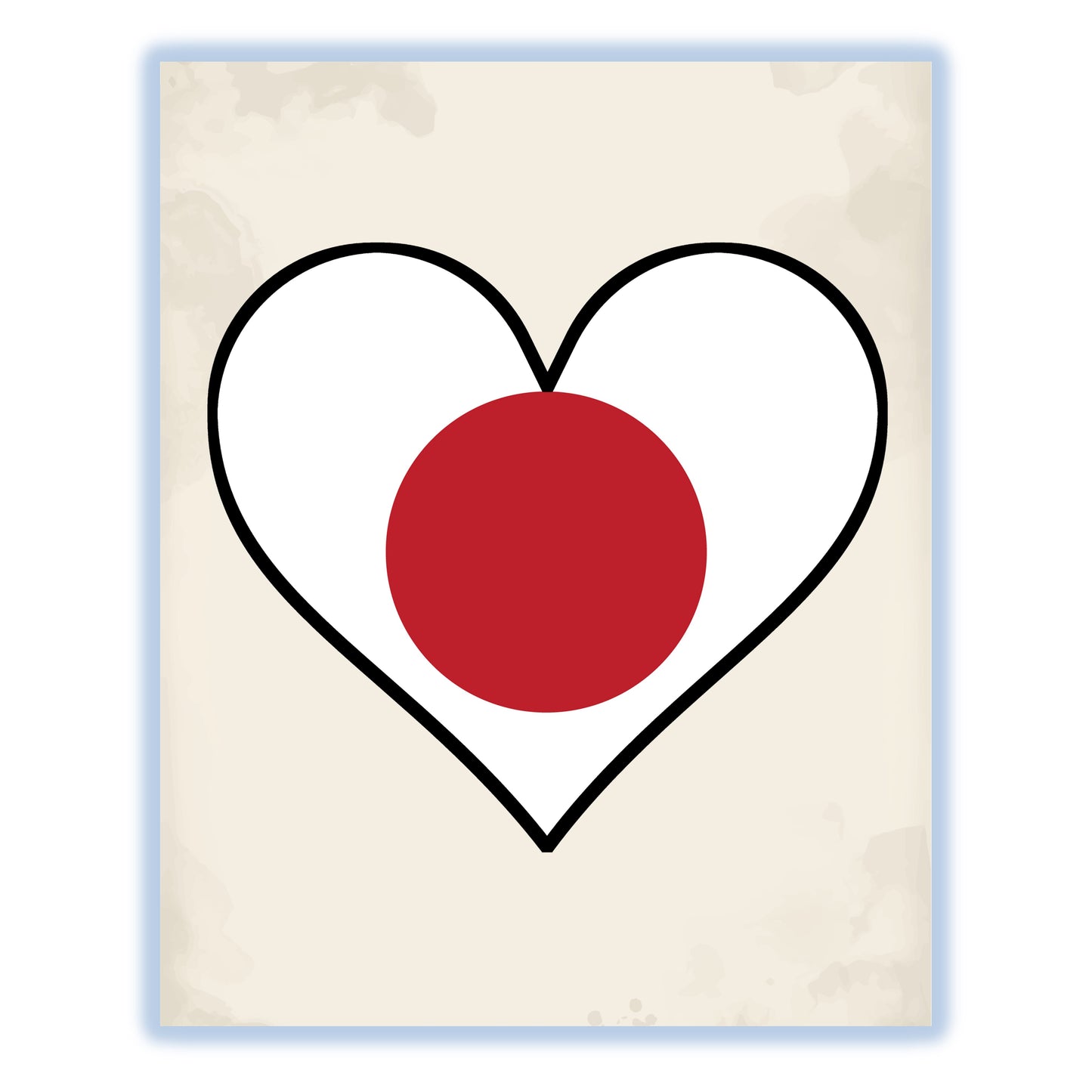 Japanese Flag Heart Flag of Japan 8"x10" Wall Art Print