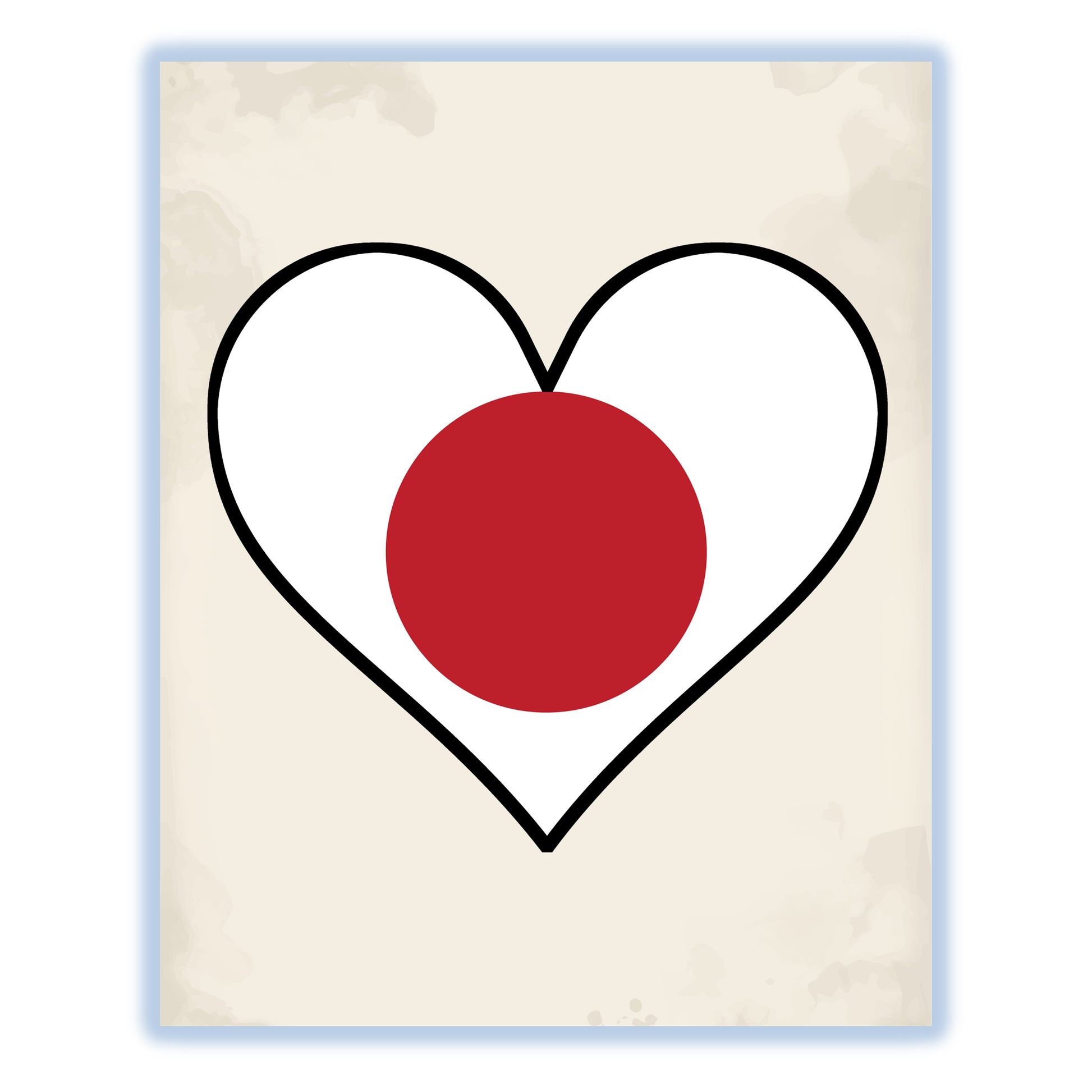 Japanese Flag Heart Flag of Japan 8"x10" Wall Art Print