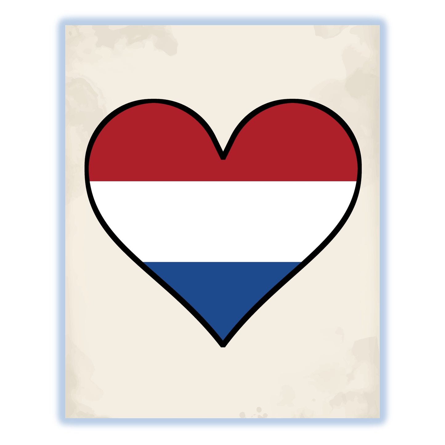 Dutch Flag Heart Flag of Netherlands 8"x10" Wall Art Print