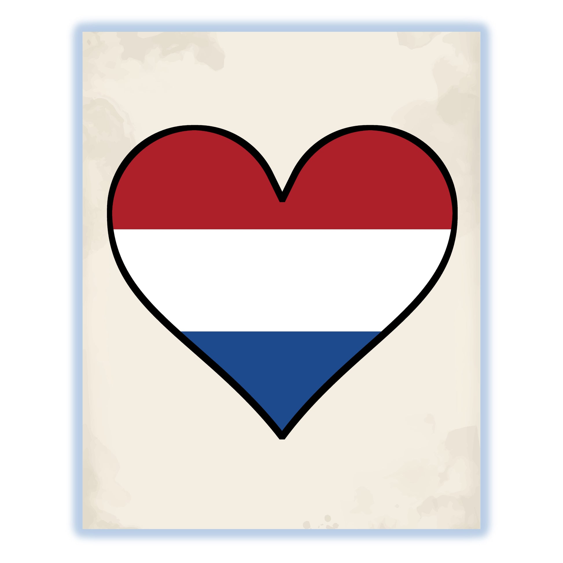 Dutch Flag Heart Flag of Netherlands 8"x10" Wall Art Print