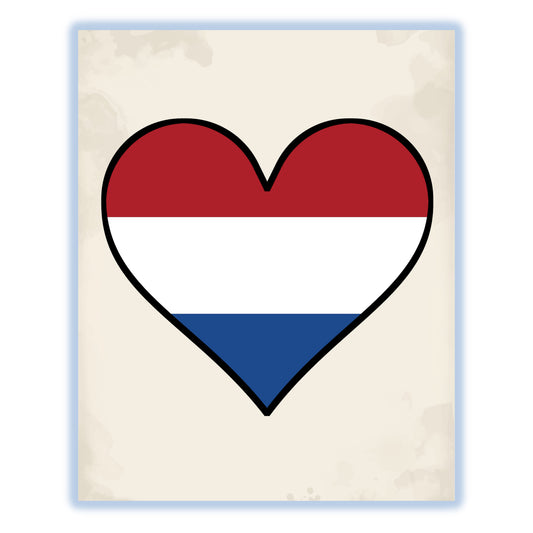 Dutch Flag Heart Flag of Netherlands 8"x10" Wall Art Print