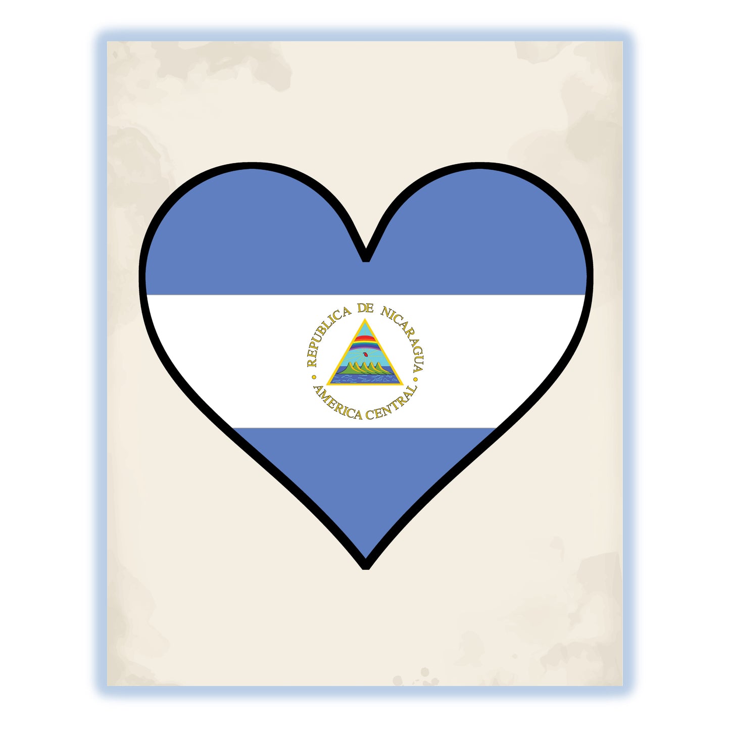 Nicaraguan Flag Heart Flag of Nicaragua 8"x10" Wall Art Print