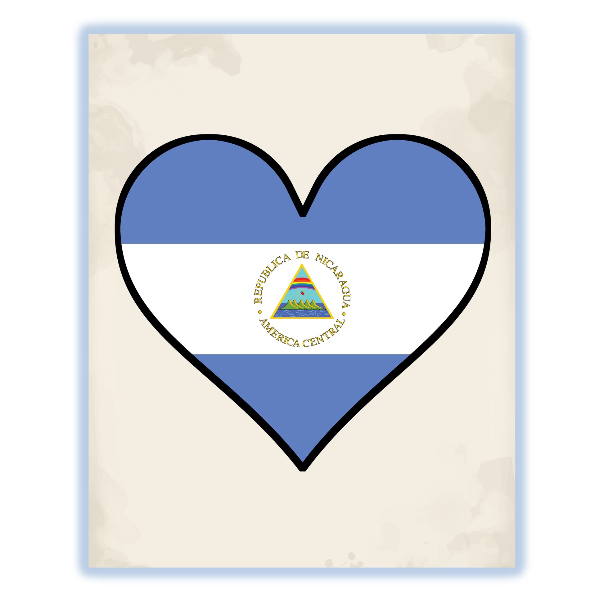 Nicaraguan Flag Heart Flag of Nicaragua 8"x10" Wall Art Print