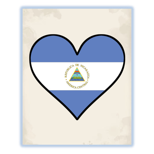 Nicaraguan Flag Heart Flag of Nicaragua 8"x10" Wall Art Print