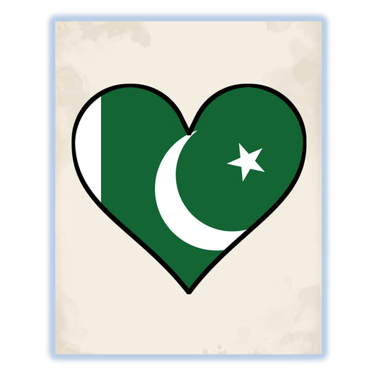 Pakistani Flag Heart Flag of Pakistan 8"x10" Wall Art Print