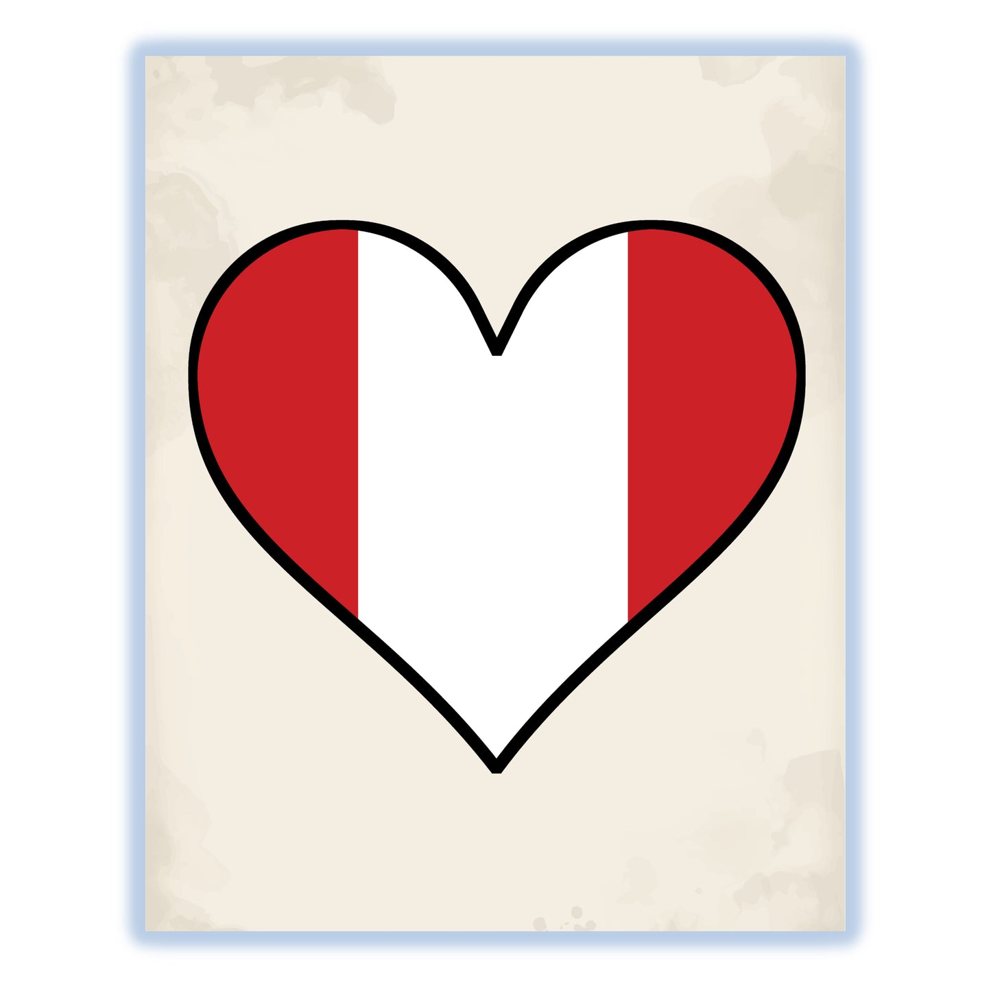 Peruvian Flag Heart Flag of Peru 8"x10" Wall Art Print