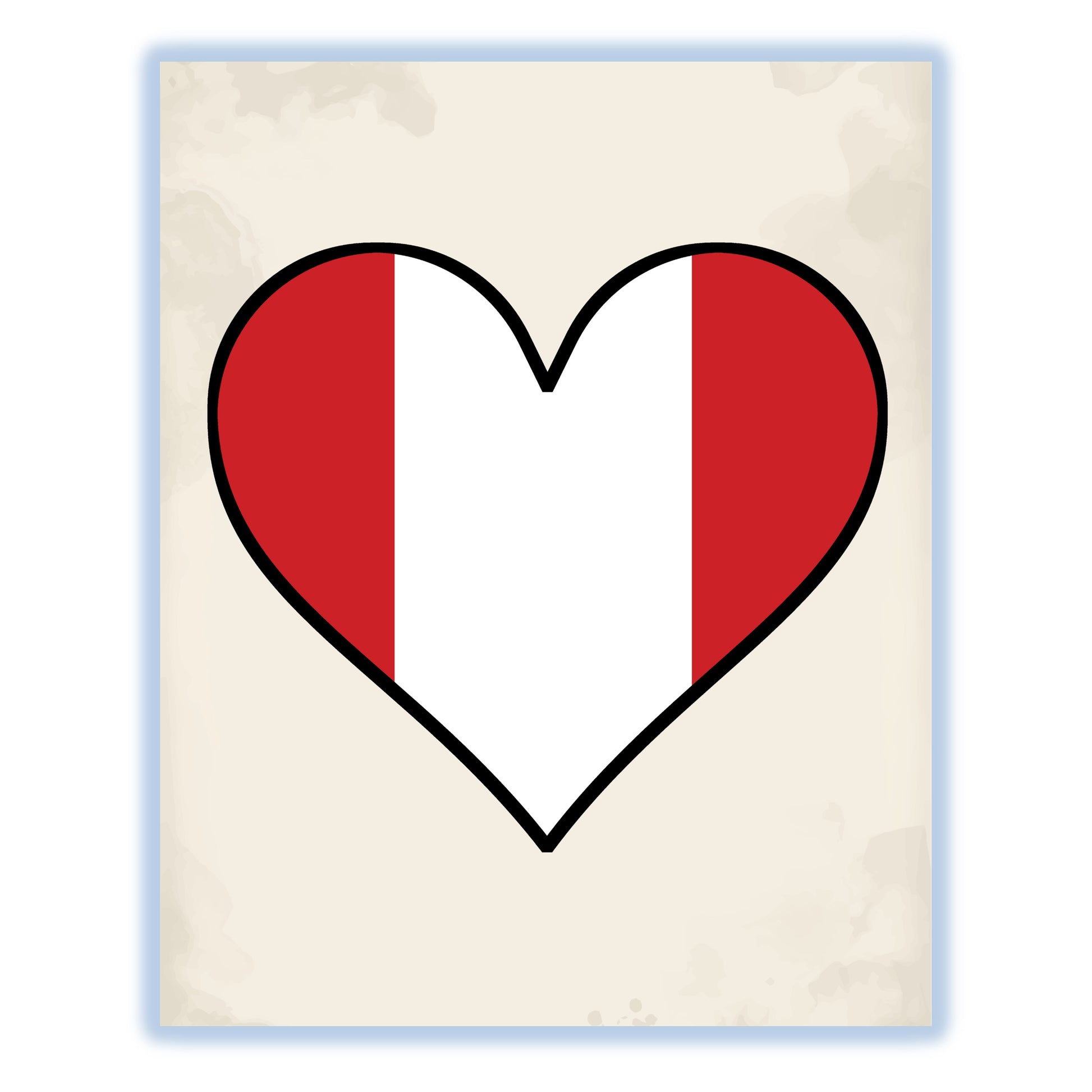 Peruvian Flag Heart Flag of Peru 8"x10" Wall Art Print