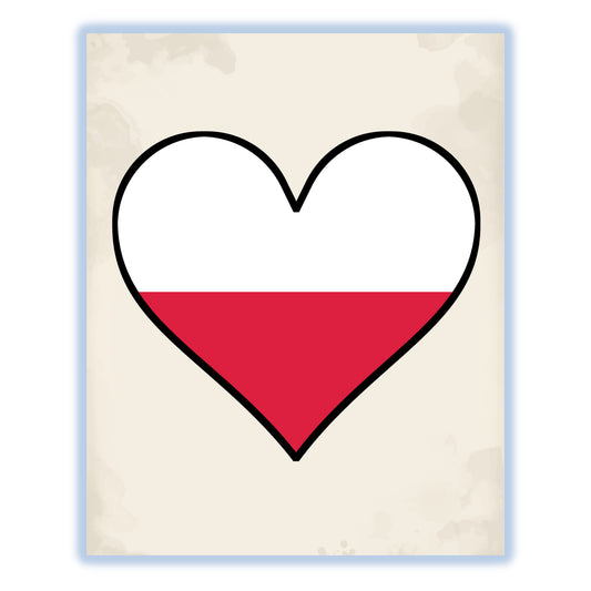 Polish Flag Heart Flag of Poland 8"x10" Wall Art Print