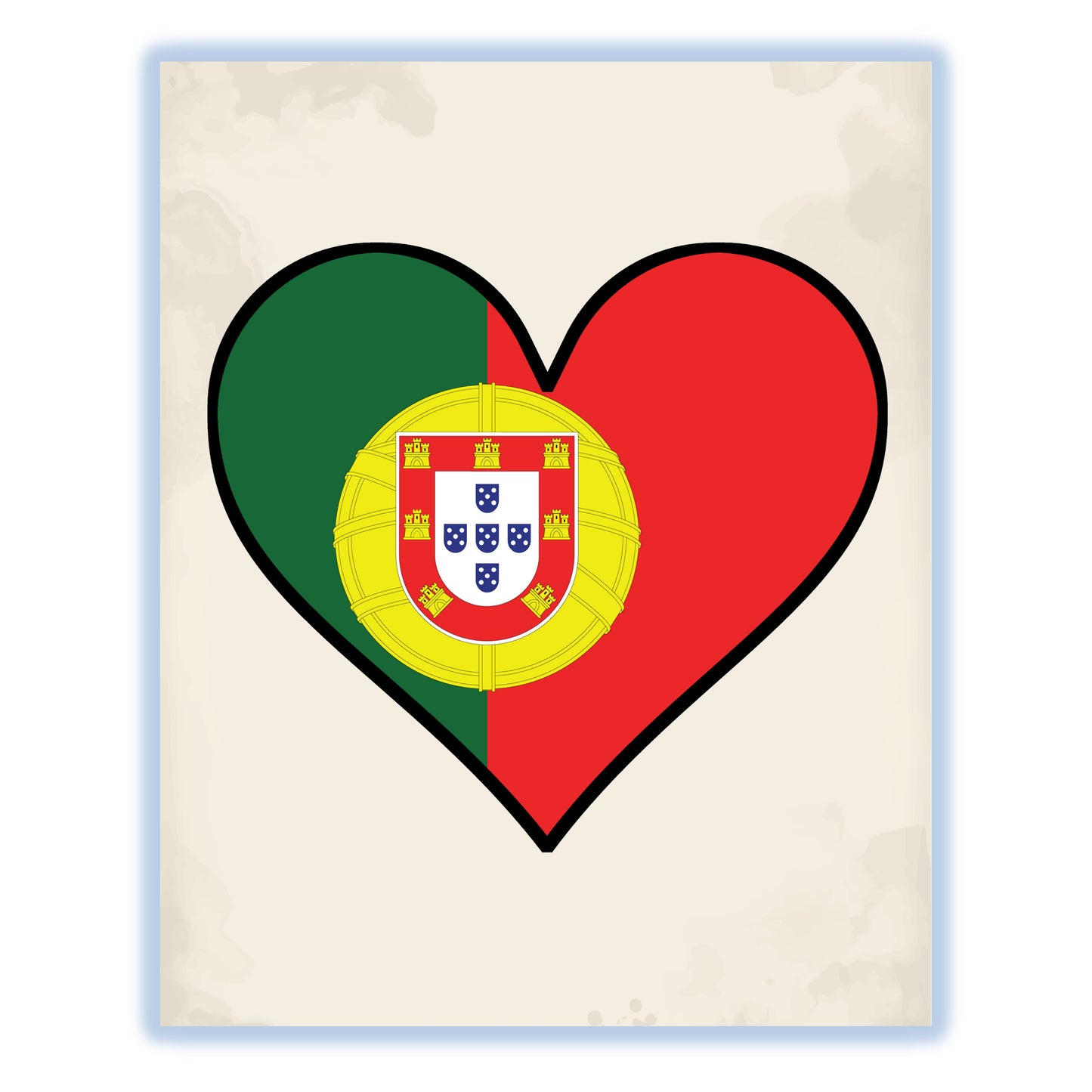 Portuguese Flag Heart Flag of Portugal 8"x10" Wall Art Print