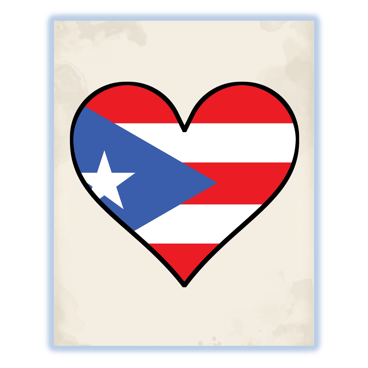 Puerto Rican Flag Heart Flag of Puerto Rico 8"x10" Wall Art Print