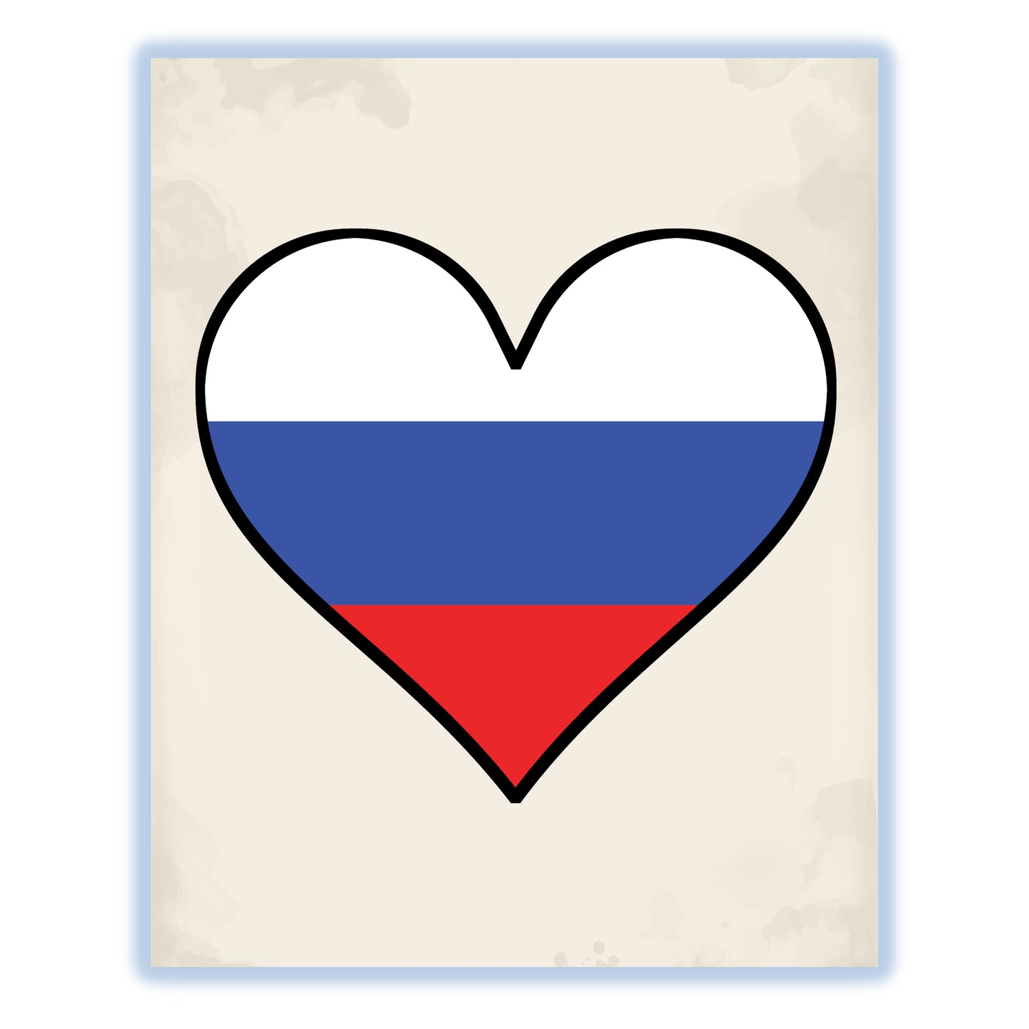 Russian Flag Heart Flag of Russia 8"x10" Wall Art Print