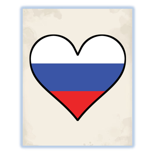 Russian Flag Heart Flag of Russia 8"x10" Wall Art Print