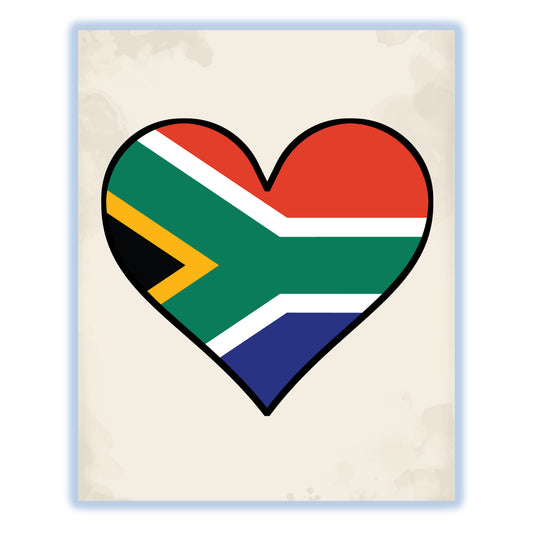 South African Flag Heart Flag of South Africa 8"x10" Wall Art Print