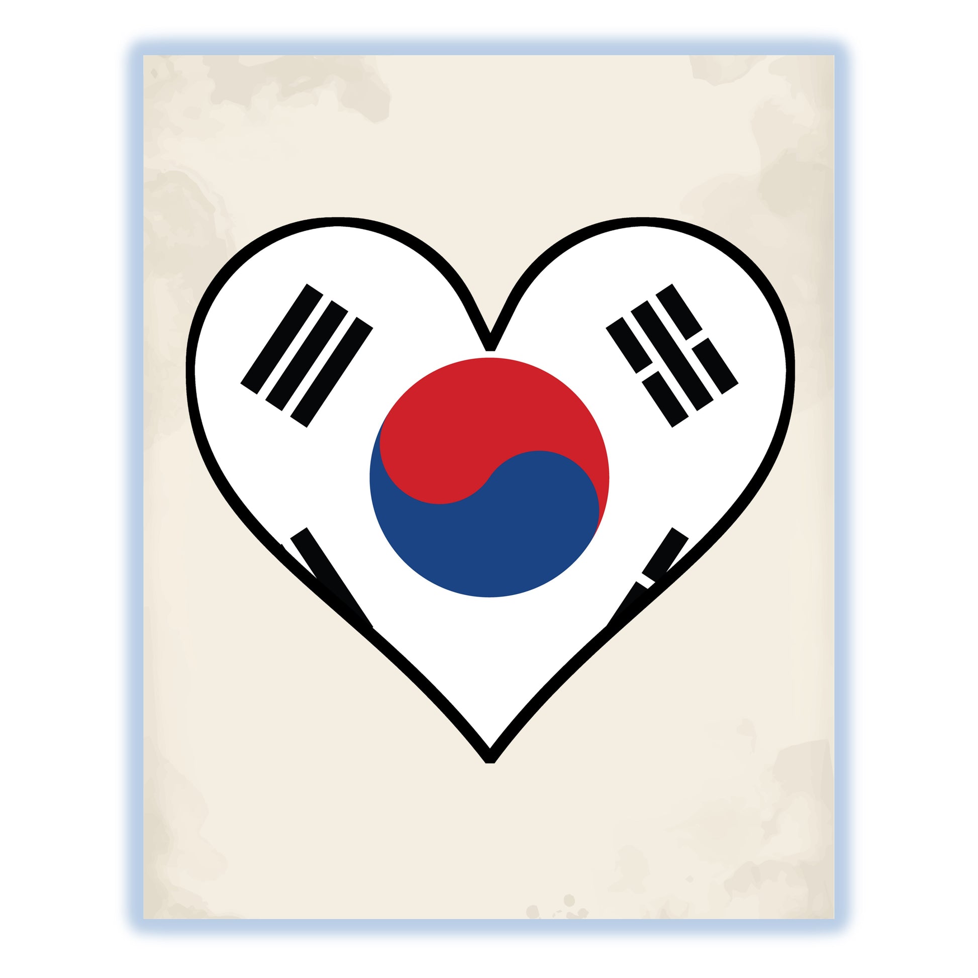 Korean Flag Heart Flag of South Korea 8"x10" Wall Art Print