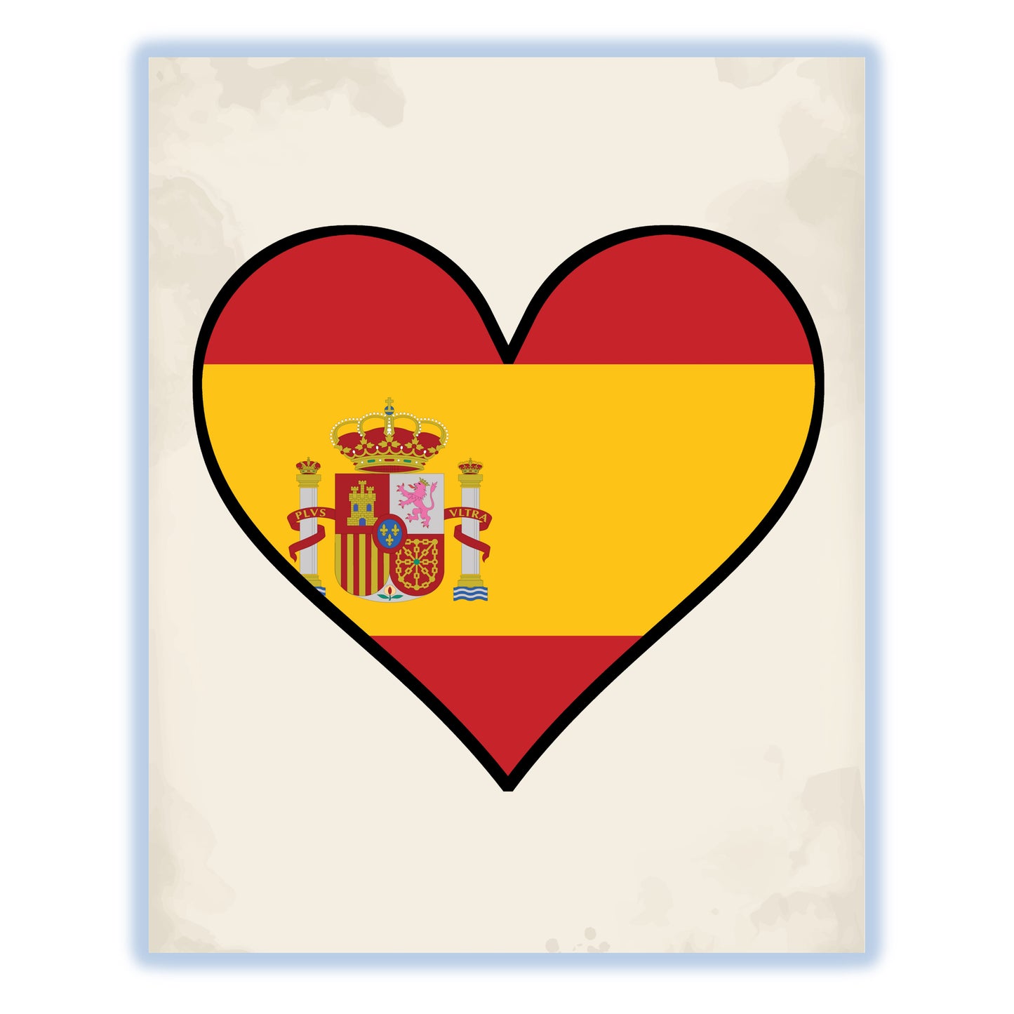 Spanish Flag Heart Flag of Spain 8"x10" Wall Art Print
